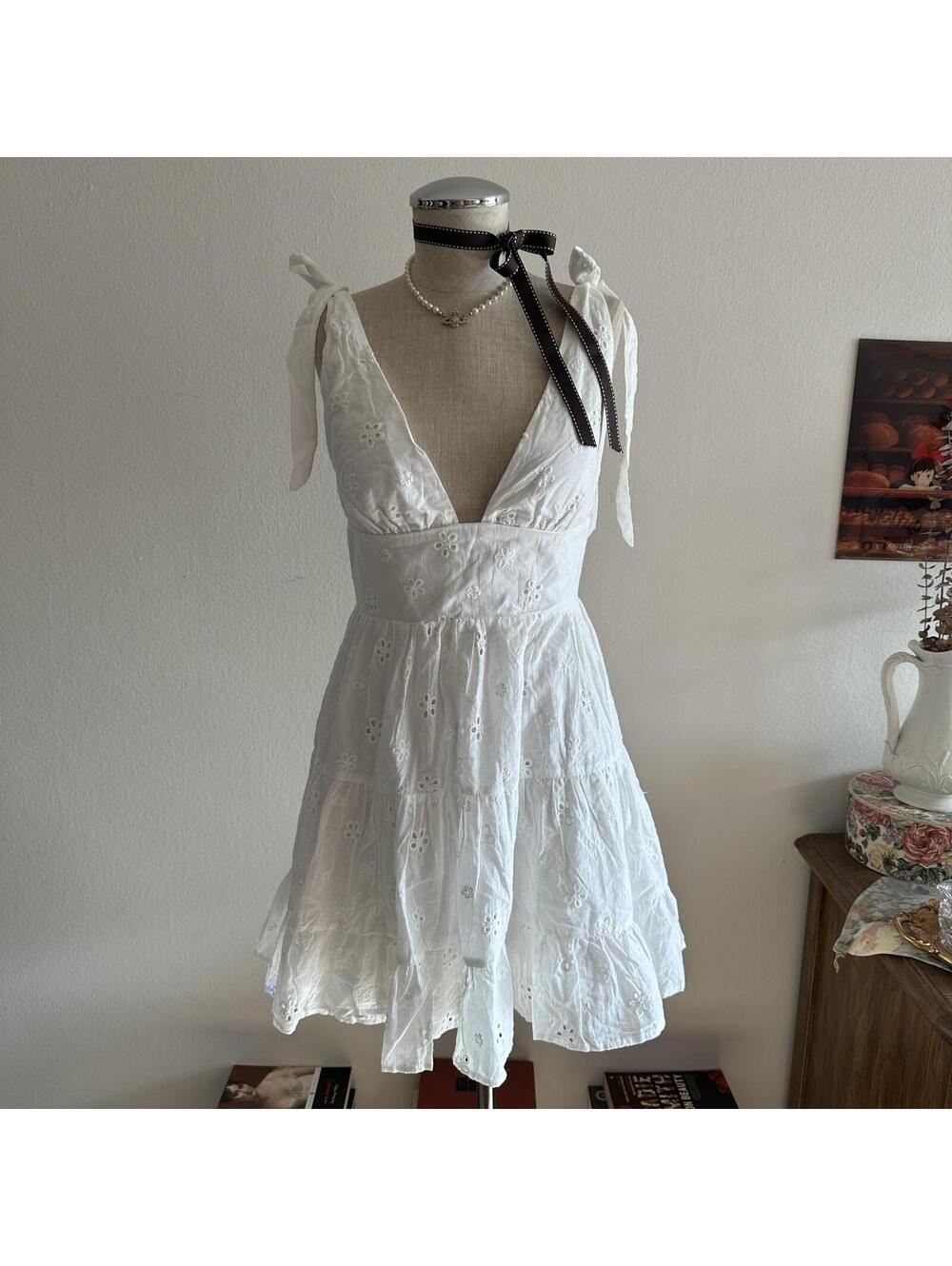 Princess Polly Galvis white tiered mini dress